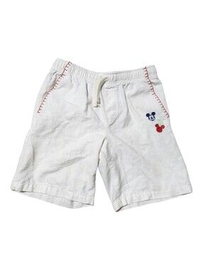 Disney Mickey Mouse White Linen Blend Shorts Girls Size L 10-12 Plus Cherry